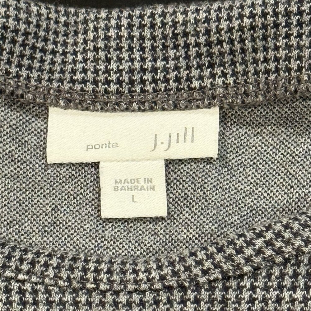 J Jill Ponte Womens Large Gray Black Houndstooth 3/4 Sleeve Knit Pullover Top - Picture 5 of 9